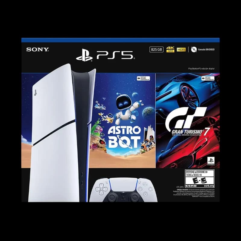 Consola PS5 Slim Bundle Digital De 825 GB + Juego Gran Turismo 7 & Astro Bot